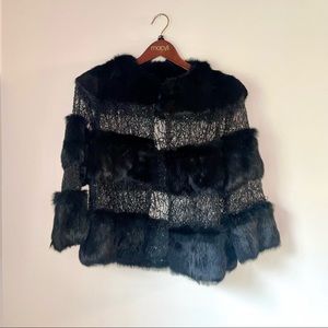 Alberto Makali Fur Jacket with sequin lace. RARE FIND